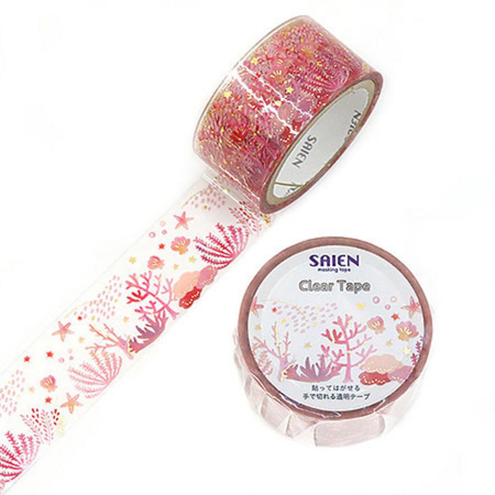 Kamiiso, Washi Tape, Art & School, Saien Clear, Coral, 866218